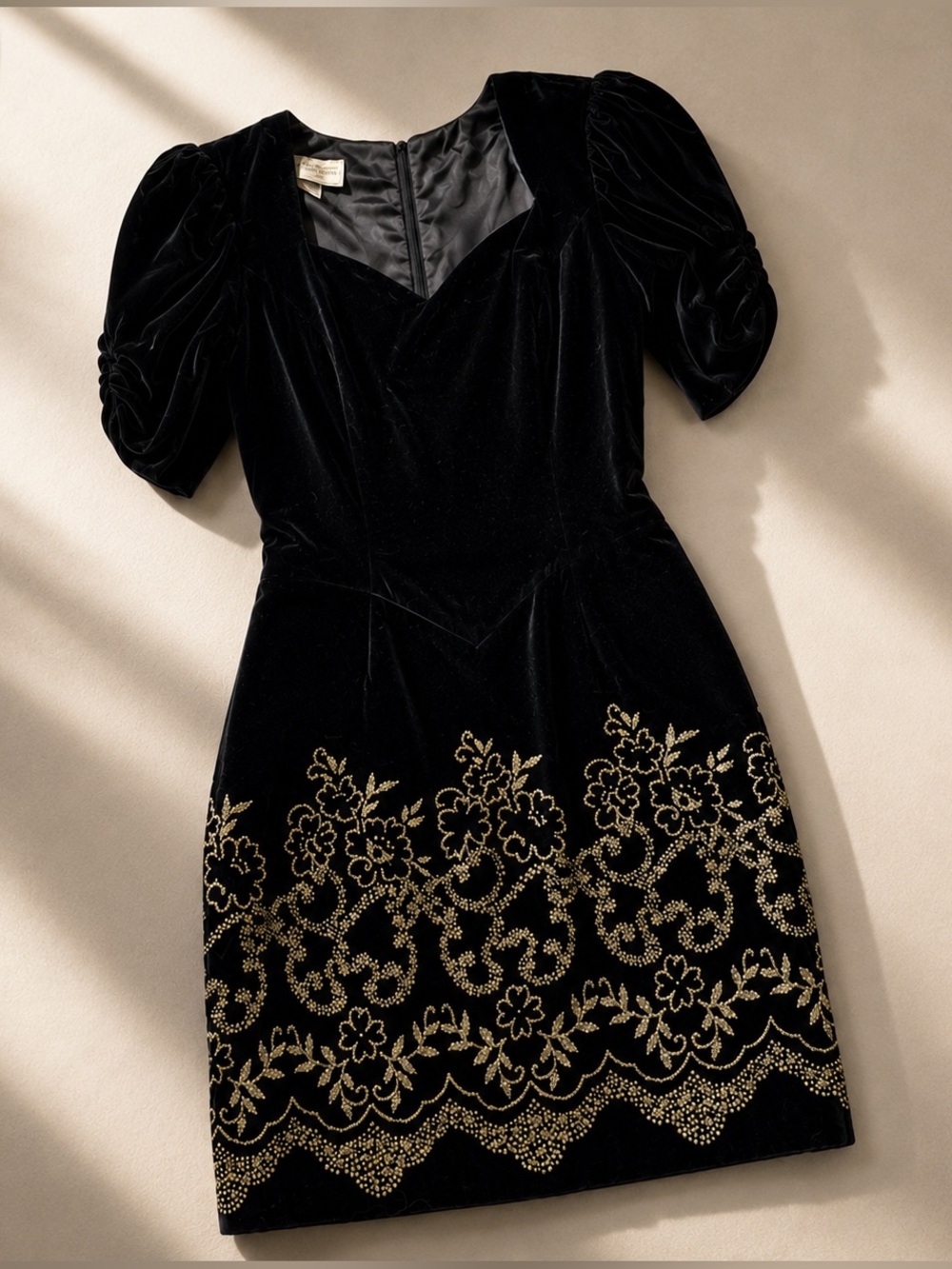 Vintage Jessica McClintock for Gunne Sax Black Velvet Dress Size 9/10